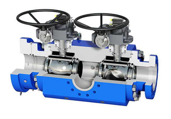 Double block and bleed ball valve with twin balls