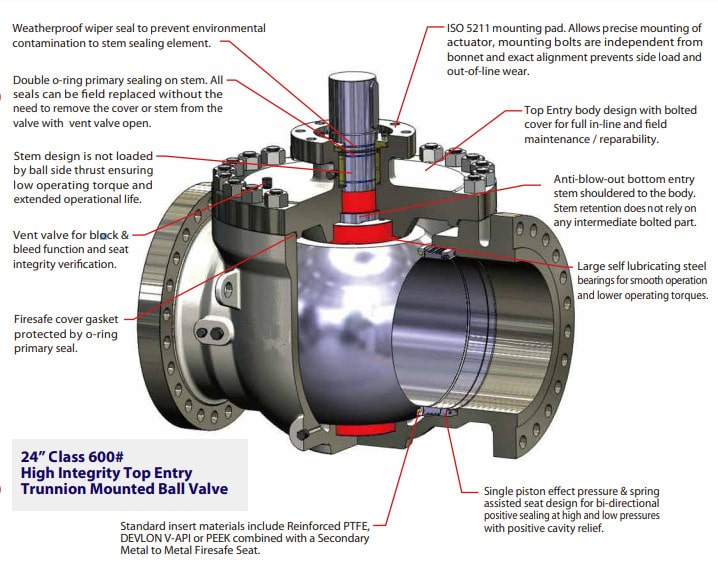 Top entry ball valve feature